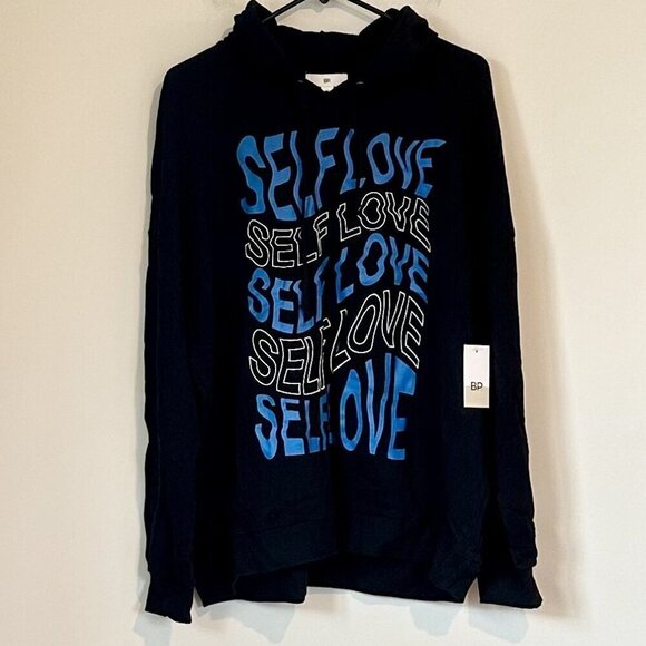 NWT BP Black Sweatshirt with Blue Self Love Graphic - Size: Large - Picture 2 of 7